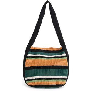 Women's Black-A Shoulder Handbags Crocheted Bags Large Knit Bag Tote Bag